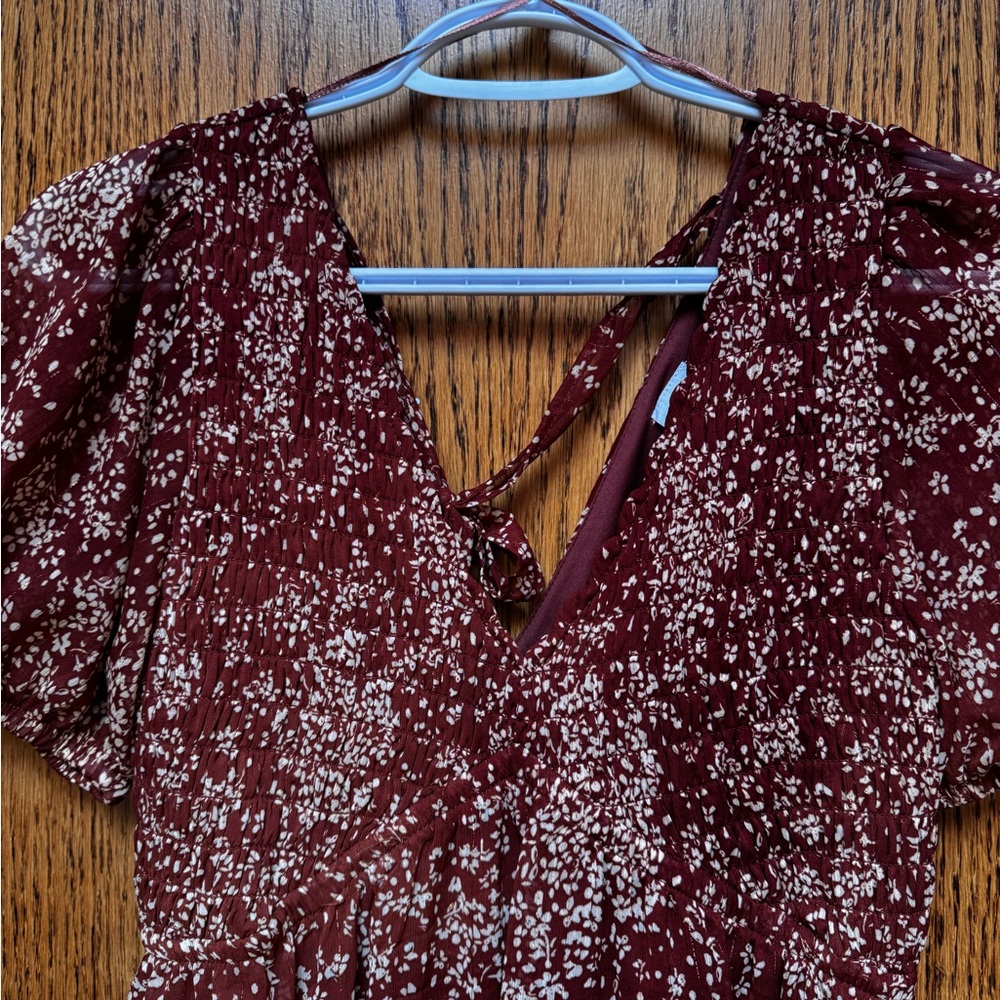 Floral Burgundy Dress - Picture 2 of 4